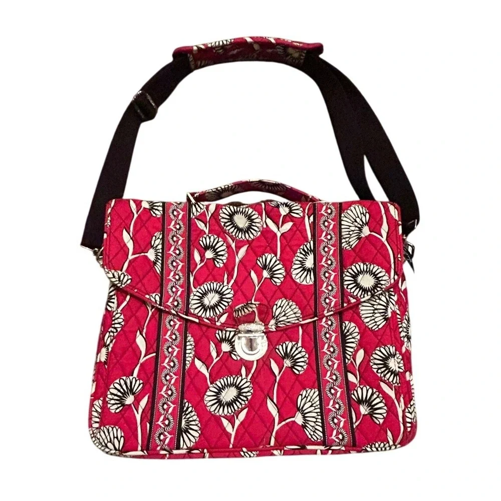 Vera Bradley Messenger Bag Floral Quilted Preppy School Office Crossbody Luggage